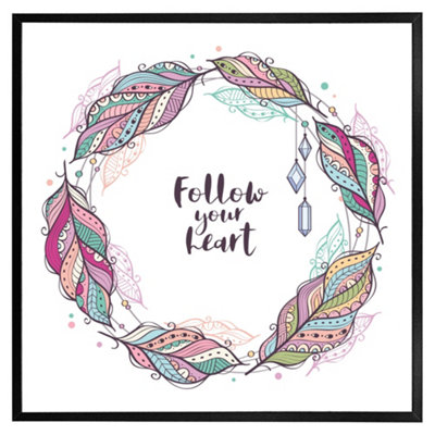 Follow your heart (Picutre Frame) / 24x24" / Grey