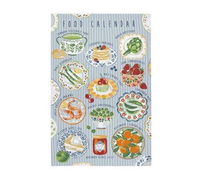 Food Calendar Food and Drink 100% Cotton Tea Towel