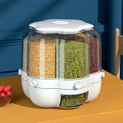 Food Grain Storage Container 6 Grids Rotating Storage Container for ...