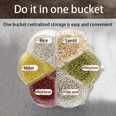 Food Grain Storage Container 6 Grids Rotating Storage Container for ...
