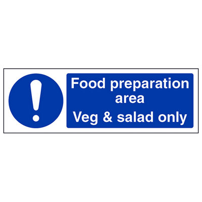 Food Prep Area Veg & Salad Catering Sign Adhesive Vinyl 300x100mm (x3 ...