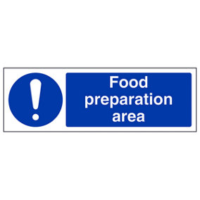 Food Preparation Area Catering Sign - Rigid Plastic - 300x100mm (x3)