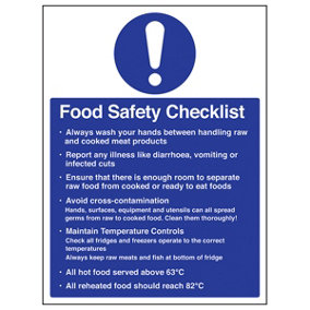 Food Safety Checklist Catering Sign - Rigid Plastic - 200x300mm (x3)