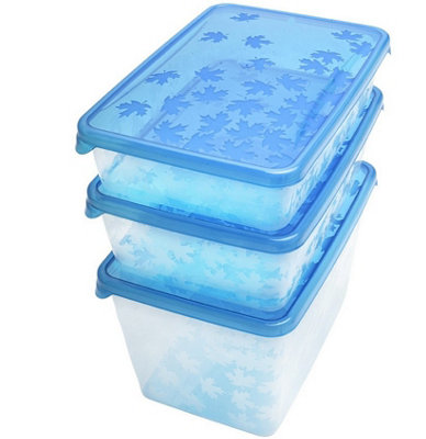 Food Storage Box Set of 3 Containers BPA Clear 0.9L 1.35L 2.5L Lunch ...