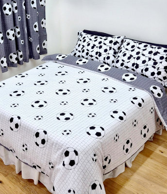 Football Duvet Cover Set White Grey Reversible