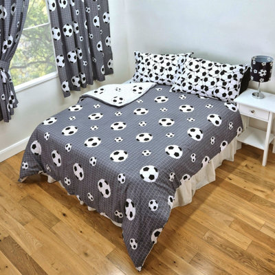 Football Duvet Cover Set White Grey Reversible