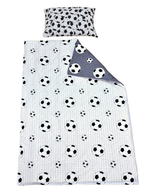 Football Duvet Cover Set White Grey Reversible