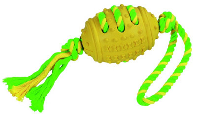 Football on a Rope 42 cm rubber/cotton green/yellow