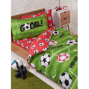 Football Red 4 in 1 Junior Bedding Bundle Set (Duvet, Pillow and Covers)