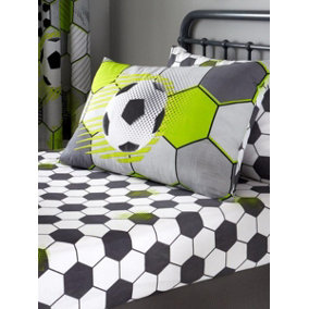Football Stamp Single Fitted Sheet and Pillowcase Set