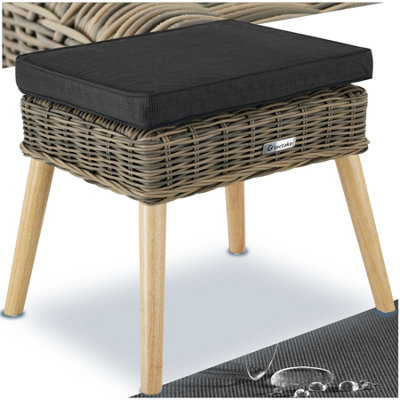 Footstool Vibo - ottoman with comfortable cushion, aluminum frame - nature