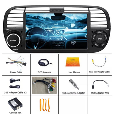 Autoradio voor Fiat 500 2007-2015 compatibel met Carplay/Android Auto SWC USB FM RDS Mirror Link Touch Screen Stereo
