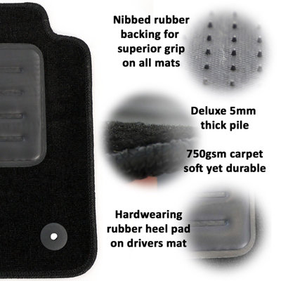 For Seat Leon Mk3 2013 to 2020 Tailored Luxury Carpet Car Floor Mat 4pc Set