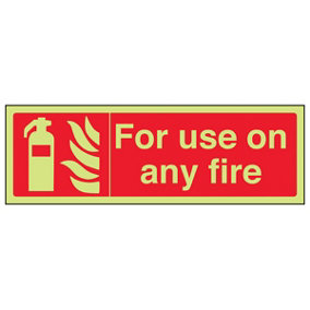 For Use On Any Fire Equipment Sign - Glow in the Dark - 300x100mm (x3)