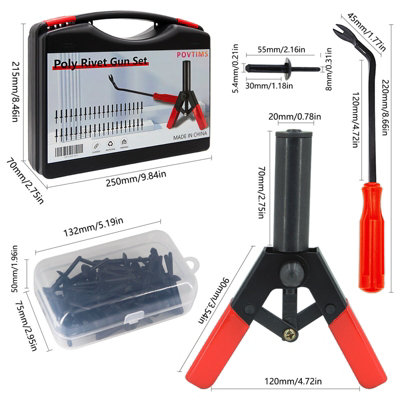 For Wheel Arches Trims Plastic Pot Rivet Gun Hand Riveter Tool with 80 ...