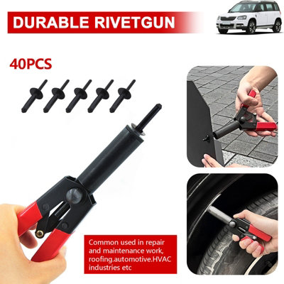For Wheel Arches Trims Plastic Pot Rivet Gun Hand Riveter Tool with 80 ...