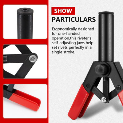 For Wheel Arches Trims Plastic Pot Rivet Gun Hand Riveter Tool with 80 ...