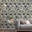 Forage Geometric Leaf Wallpaper Grey / Gold Grandeco A49702