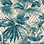 Forage Geometric Leaf Wallpaper Teal / Gold Grandeco 156001