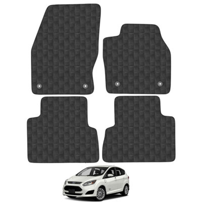 Ford C-Max 2015-2021 Car Floor Mats Rubber Tailored Fit Heavy-Duty 4pc Set Black