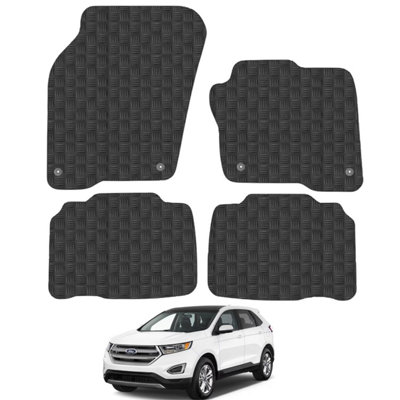 Ford Edge 2014-2019 Car Floor Mats Rubber Tailored Fit 4pcs Set Heavy-Duty Black