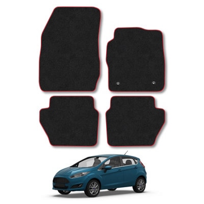 Ford Fiesta 2011-2017 Car Mats Red Trim Carpet Tailored Easy Clean Clips