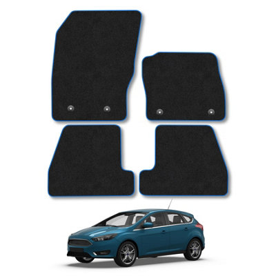 Black Car Mats With Blue Trim – Fits Rover 25/45/100/400/600/800 & Streetwise Metro – 4-Piece Set