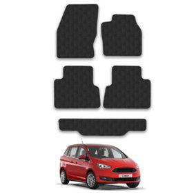 Ford Grand C-Max 2011-2019 Car Floor Mats Tailored Fit 5pcs Set Rubber Black