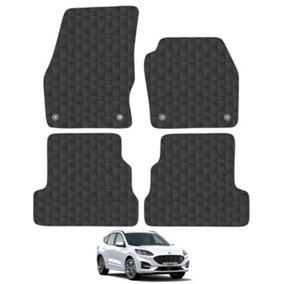 Ford Kuga 2015-2020 Car Floor Mats Rubber Tailored Fit 4pcs Set Heavy-Duty Black