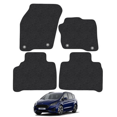 Ford S-Max 2015-2021 Car Floor Mats Carpet Tailored Fit Set Black Anti-Slip 4pcs