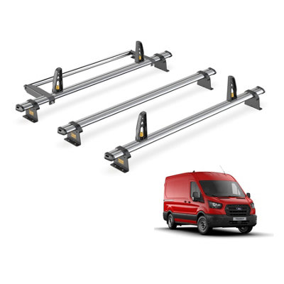 Ford Transit 3 Bar Roof Rack + Ladder Roller for 2014+ (Suitable for: L2H2) - Van Guard Trade