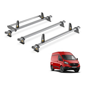 Ford Transit Custom 3 Bar Roof Rack + Ladder Roller for 2013-2024 (Gen1 with H2 Roof) - Van Guard Trade