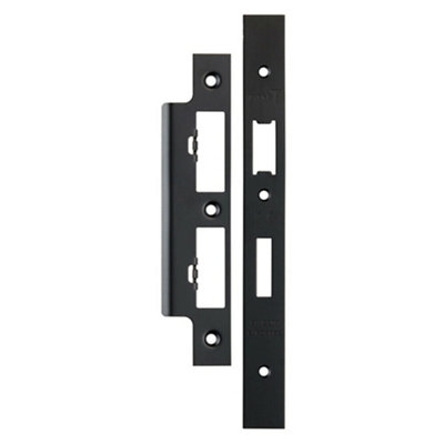 Forend Strike & Fixing Pack For DIN Euro Sash & Bathroom Lock Matt Black