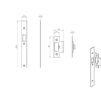 Forend Strike & Fixing Pack Suitable for DIN Security Latch Satin Brass