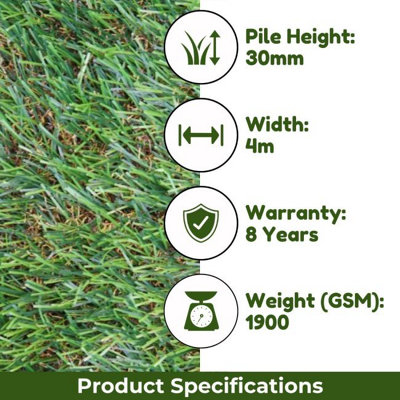 Forest 30mm Artificial Grass, Value For Money, Pet-Friendly Artificial Grass,Fake Grass For Lawn-4m(13'1") X 4m(13'1")-16m²