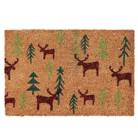 Forest Coir Door Mat 24" Christmas Tree Red and Green 40x60cm
