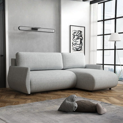 FOREST D Modern Light Grey Corner Sofa Bed DL Folding Mechanism with ...
