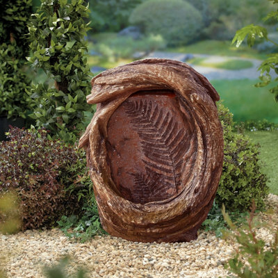 Forest Fern Water Feature Including LEDs - Poly-Resin - L20 x W44 x H57 cm - Natural