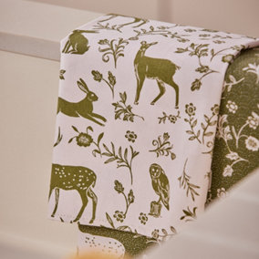 Forest Friends Animal Print 100% Cotton 2 Pack Tea Towel