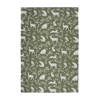 Forest Friends Animal Print 100% Cotton 2 Pack Tea Towel