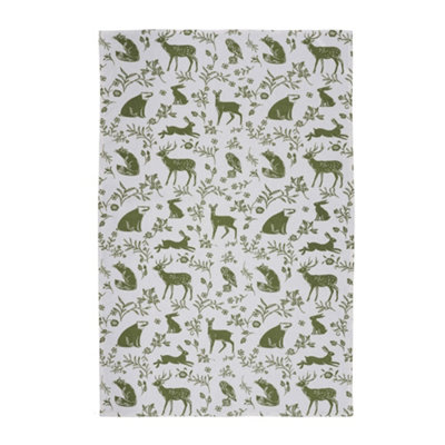 Forest Friends Animal Print 100% Cotton 2 Pack Tea Towel - 3