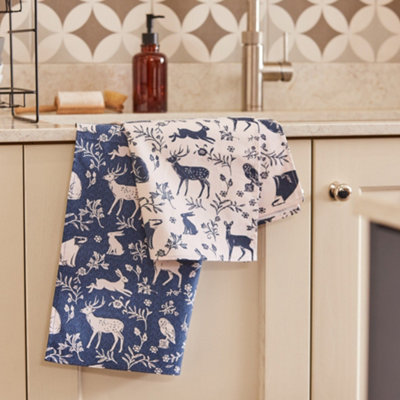 Forest Friends Animal Print 100% Cotton 2 Pack Tea Towel Price Comparisons | Compare The Build