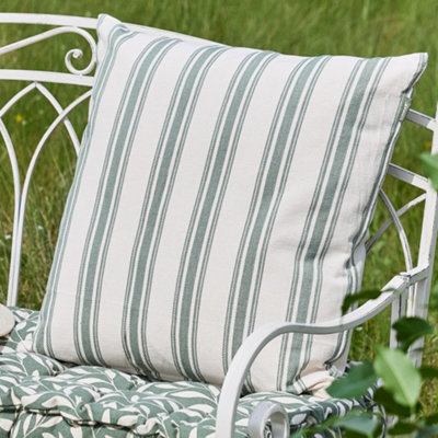 Forest Green Cotton Stripe Indoor Outdoor Garden Furniture Chair Cushion - 3