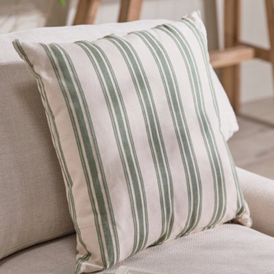 Forest Green Cotton Stripe Indoor Outdoor Garden Furniture Chair Cushion - 4