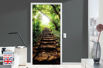 thumbnail image 2 of 3D Tunnel Ladder Pattern Self-adhesive Door Murals Wall Sticker Decal Home Decor 2 of 12