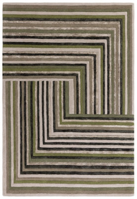 Forest Striped Wool Luxurious ,Handmade Modern Abstract Optical/ (3D) For Living room and Bedroom-120cm X 170cm