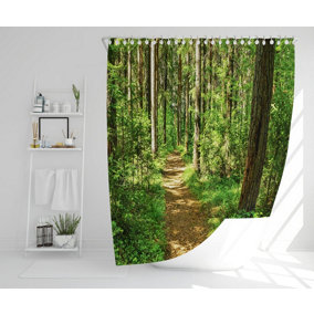 Forest trail scene. Woodland path (Shower Curtain) / Default Title