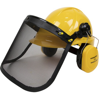 Forestry Helmet With Face & Ear Protection - Mesh Visor & Clip On Ear ...