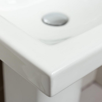 Forge Square Design Basin & Pedestal Bathroom Sink with Anti Bacterial Glaze - 8