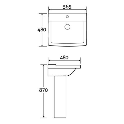 Forge Square Design Basin & Pedestal Bathroom Sink with Anti Bacterial Glaze - 9